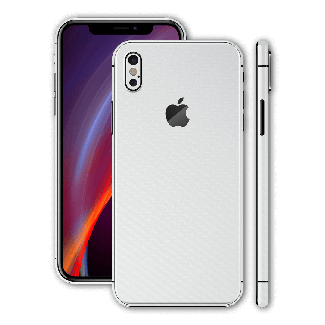 iPhone XS MAX White 3D Textured CARBON Fibre Fiber Skin, Wrap, Decal, Protector, Cover by EasySkinz | EasySkinz.com