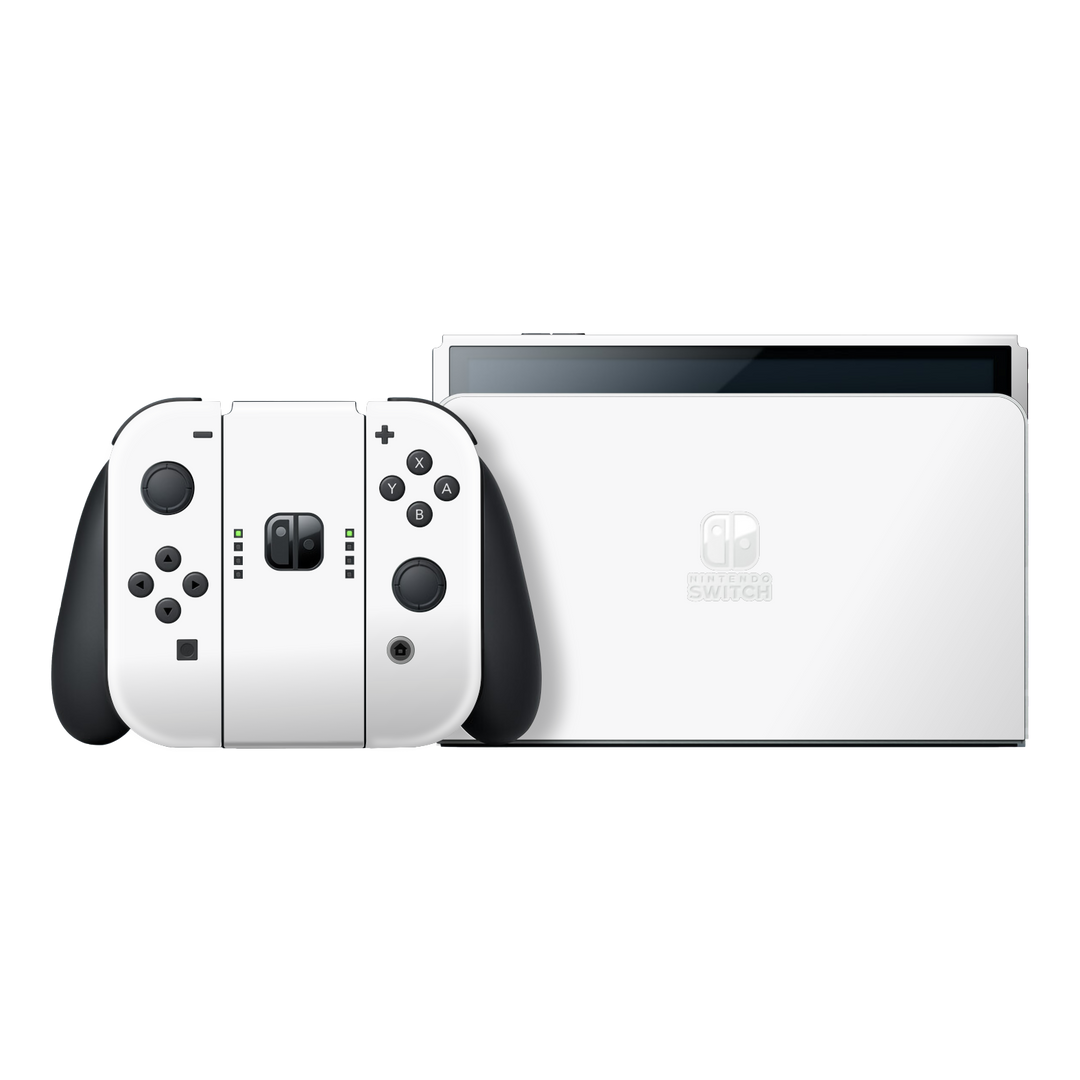 Nintendo Switch OLED Gloss Glossy Jet White Skin Wrap Sticker Decal Cover Protector by EasySkinz | EasySkinz.com