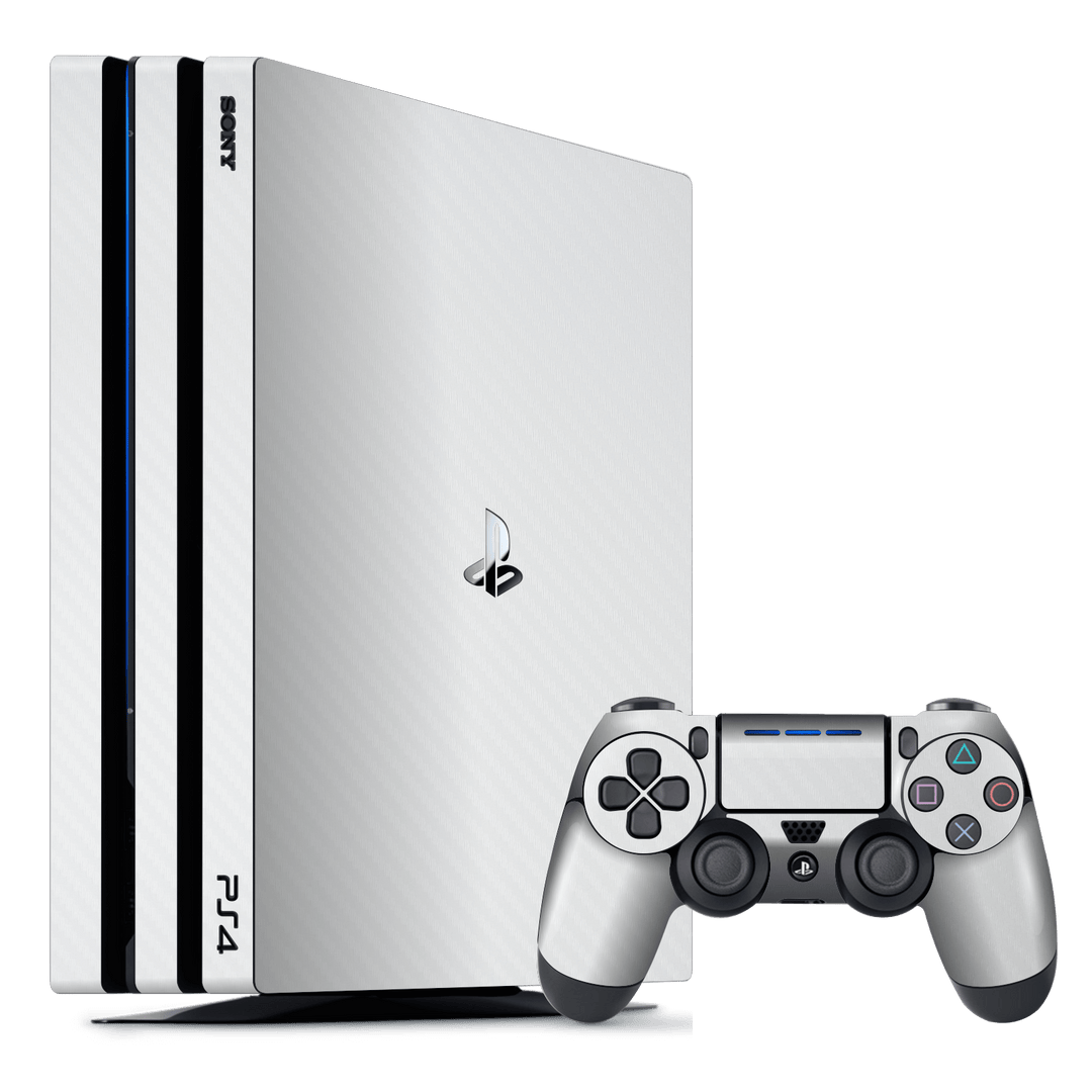 Playstation 4 PRO PS4 PRO White Carbon Fibre Fiber Skin Wrap Decal by EasySkinz